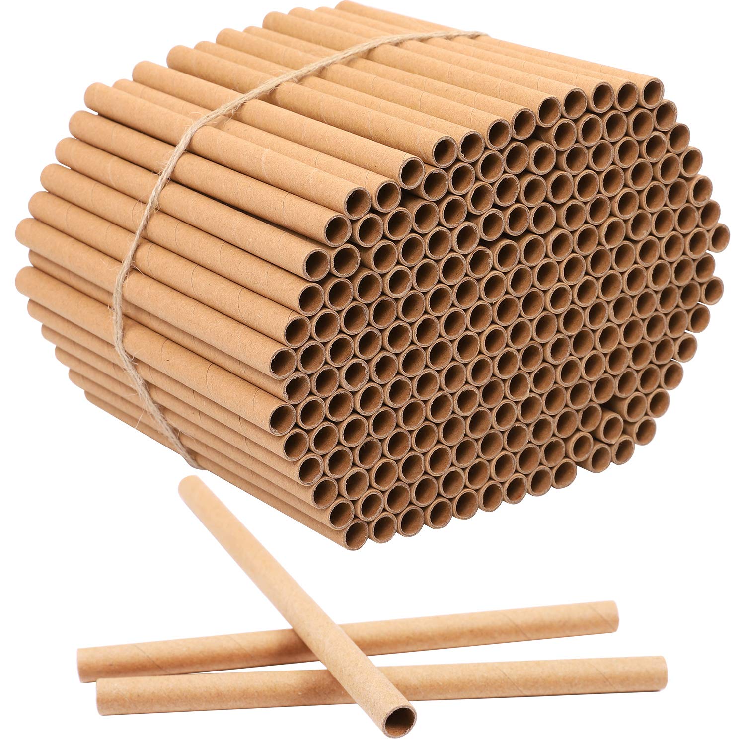 URATOT 200 Pieces Mason Bee Tubes, 6 Inches, Brown Kraft Paper, Bee Houses, Refill Tubes