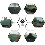 CARTMAN 2 Pack Finished Size 8x10 Feet Waterproof Green Tarp 8 Mil Thick, Multipurpose Protective Cover for Emergency Rain Shelter Camping Tarpaulin