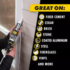 OSI Quad Max Window, Door and Siding Sealant, White, 9.5 fl oz Cartridge, 12 Pack