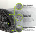 ExoForma Mega Car Drying Towel - Holds Up to 9 lbs, No Streaks, Scratches, or Water Spots | 1200 GSM Microfiber Double Twist Pile & Edgeless Design, 1 Quick & Effortless Dry - 24” x 36”