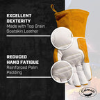 Caiman Premium Goat Grain TIG/Multi-Task Welding Gloves, Split Cowhide Back, 4-Inch Extended Cuff, White/Gold, Large (1540-5)