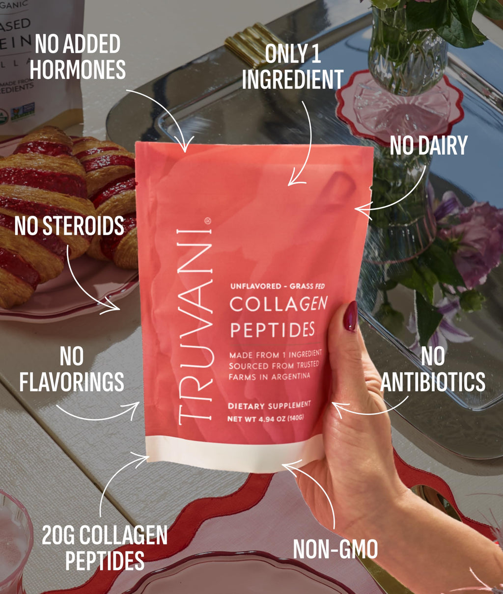 Truvani Hydrolyzed Collagen Peptides | Unflavored | 28 Servings | 20g Grass-Fed Collagen Protein Powder | Promotes Hair, Skin, and Nail Health | Dairy & Gluten Free | Women & Men | Package May Vary