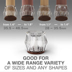 16 PCS Chair Leg Floor Protectors with Felt Pads X-Protector - 1.4" - 1.8" - Furniture Pads for Hardwood Floors - Clear Chair Pads - Floor Protectors for Chairs - Brown Chair Leg Covers!