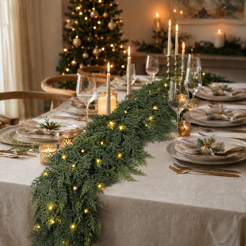 9FT Pre-lit Christmas Garland with Lights Cedar Garland Christmas Decor