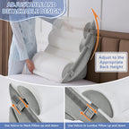 Paxato 9PCS Wedge Pillow Set for After Surgery Recovery, Adjustable Memory Foam Neck Pillow, Foam Leg Pillow, Relieves Neck, Leg Pain, Sleep Apnea, and Functions as a Reading Pillow, Gray