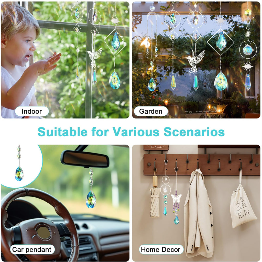 600 PCS DIY Suncatcher Kit Crystal Suncatchers for Windows Hanging Sun Catcher Kits for Adults Hanging Prism with Rainbow Maker for Indoor Window Garden Christmas Tree Decor Wedding Home