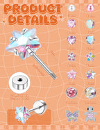 Hypoallergenic Screwback Earrings for Women Girls 20G Colorful