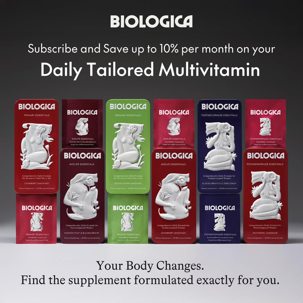 Biologica Midlife Essentials Powder – Women’s Multivitamin for Ages 40‑55, Perimenopause Support, Calm Mood, Sleep & Focus, Probiotics + Electrolytes Drink Mix, Cranberry Lemonade (30 Servings)