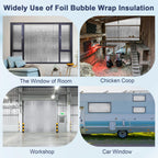 DGSL Double Reflective Bubble Foil Insulation Foam, 47IN X 15FT Window Insulation for Summer Heat Reflective Window Film for Window, Garage Door, RV, Roof