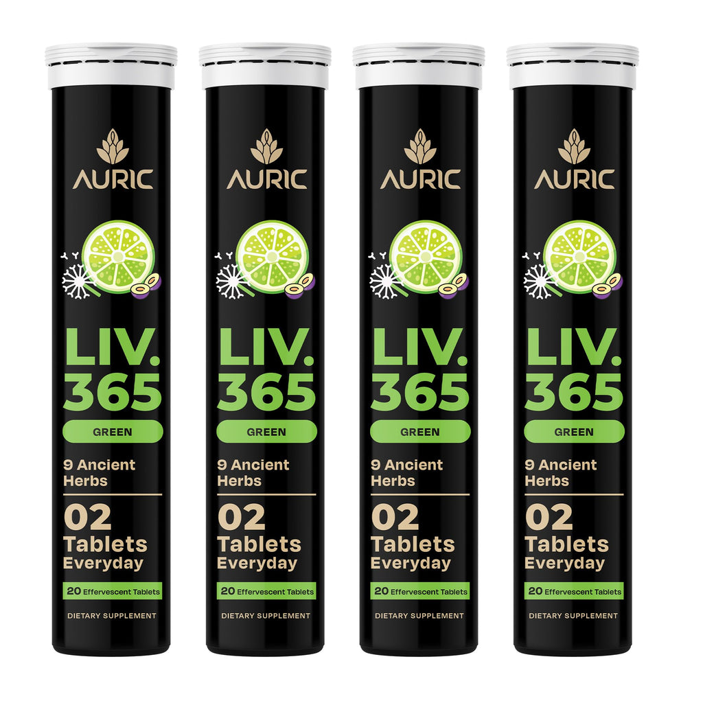Auric Liv365 Liver Detox Supplement 80 Tablets | Lemon Flavour Advanced Herbal Formula for Liver Health, Detox & Cleansing