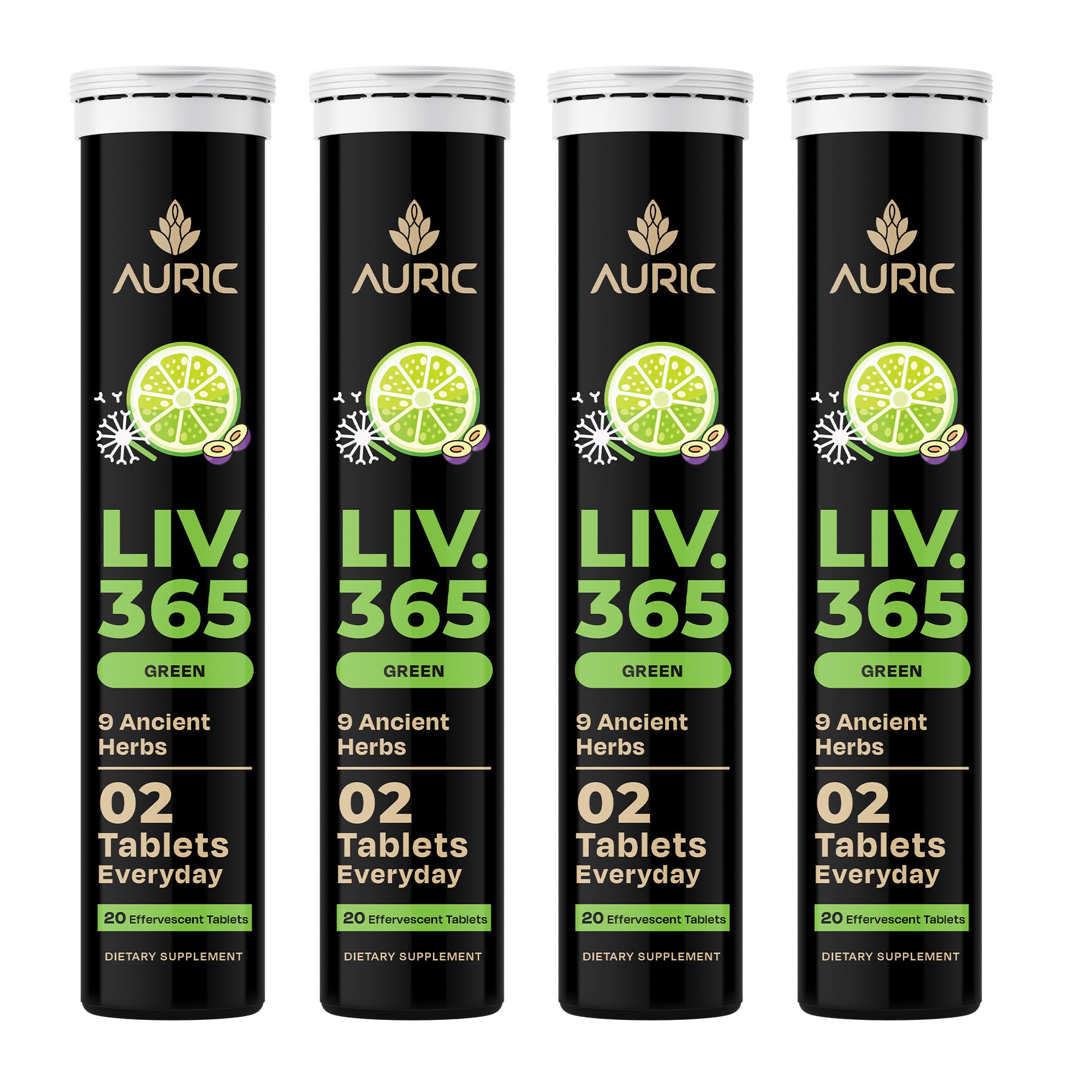Auric Liv365 Liver Detox Supplement 80 Tablets | Lemon Flavour Advanced Herbal Formula for Liver Health, Detox & Cleansing