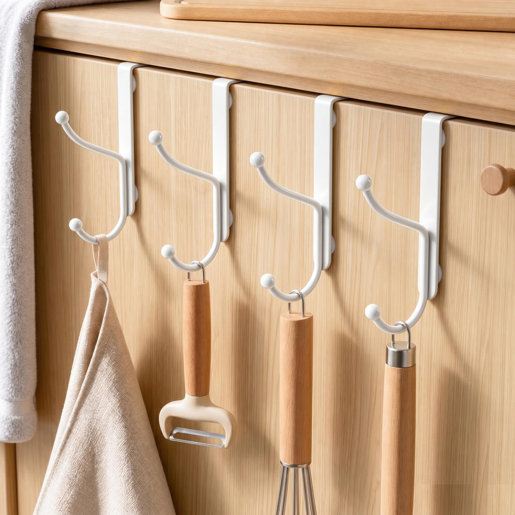 niffgaff Over Door Hook 2-Pack, Heavy Duty Door Hanger, Fits Interior Doors 1.4 Inches Thick, Organize Coats, Hats, Towels, and Bags for Entryways, Bathrooms, Bedrooms, and Kitchens, White