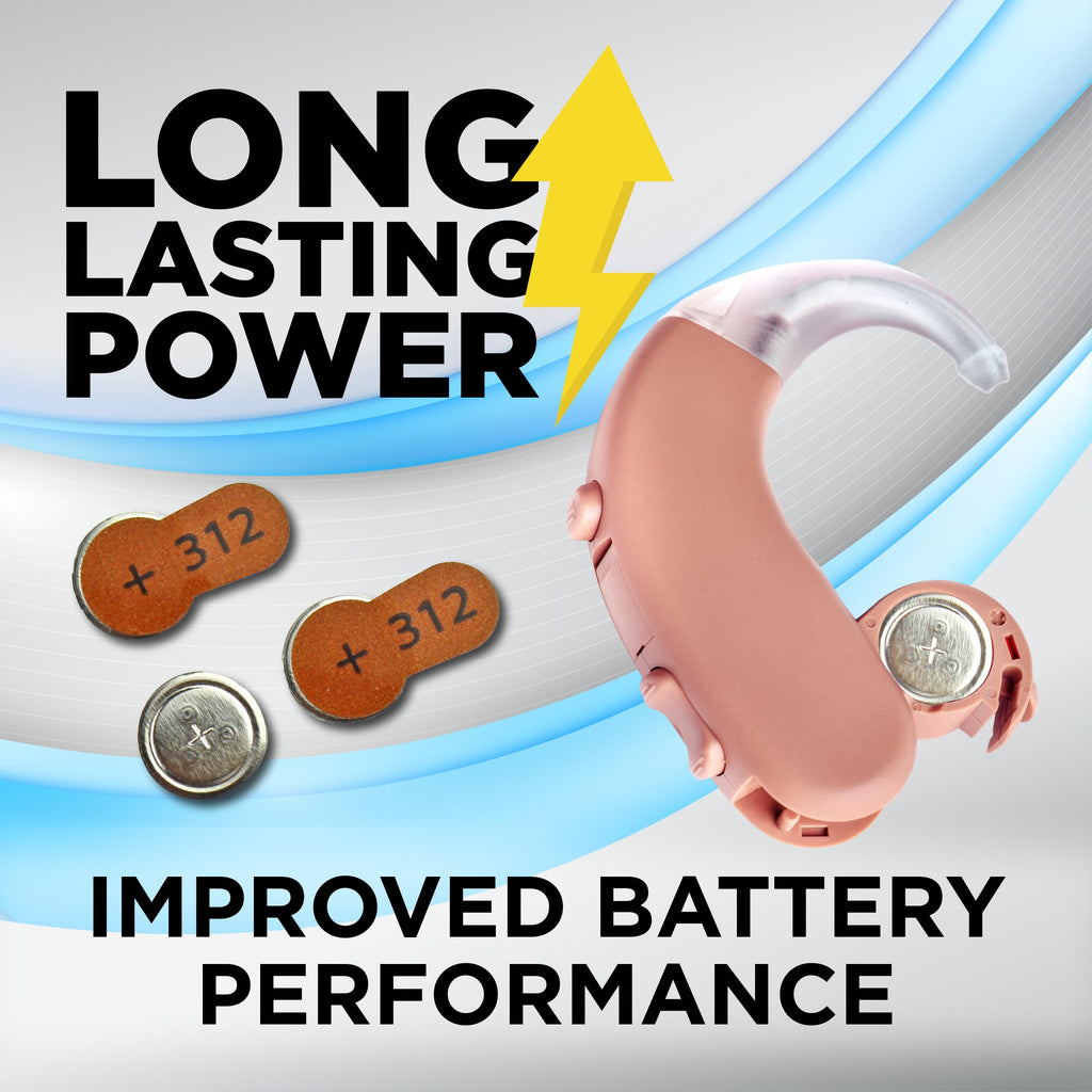 Powermax Size 312 Hearing Aid Batteries, 120 Count Long-Lasting Battery Pack, Brown Long Tab for Easy Change