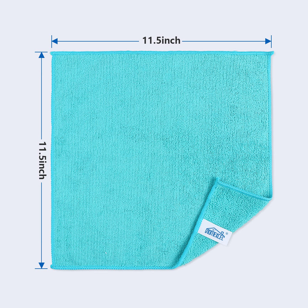 HOMEXCEL Microfiber Cleaning Cloth, 50 Pack Cleaning Rags, Cleaning Towels with 4 Color Assorted, 11.5"X11.5"(Green/Blue/Yellow/Pink)