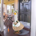VioraWhite Fishing Goose Outfit Set Cute Lawn Porch Goose Costume Clothes for 23'' Cement Duck Outdoor Garden Yard Patio Camping Fishing Party Decoration