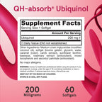 Jarrow Formulas QH-absorb 200 mg - High Absorption Co-Q10 - Active Antioxidant Form of Co-Q10 - Supports Mitochondrial Energy Production &Cardiovascular Health - Up to 60 Servings