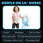 DUDE Wipes LiL' DUDE Flushable Water Wipes for Toddlers - Potty Training Toilet Safe (unlike nonflushable baby wipes) - 99% Water, Hypoallergenic for Sensitive Skin - Unscented, 4 Pack (168 Count).