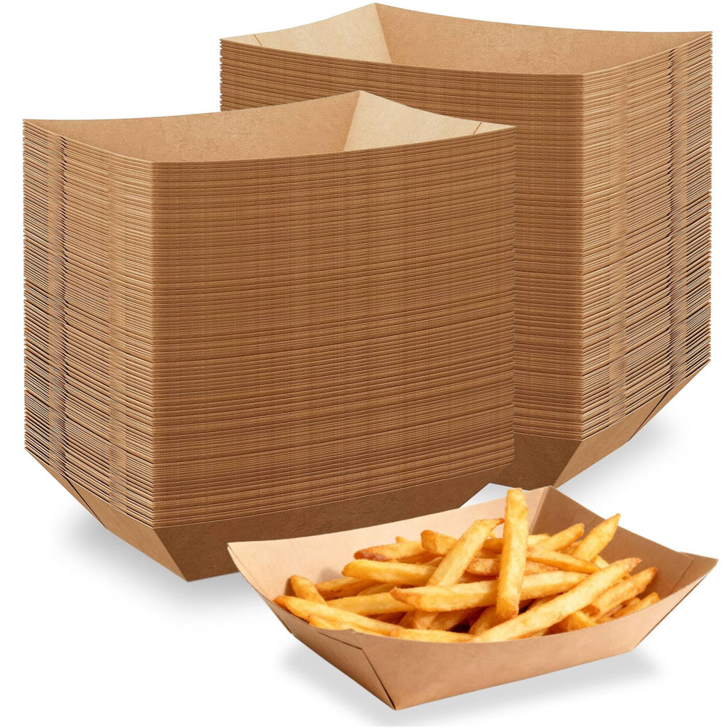 JPPSUJJ 250 Pack 2lb Paper Food Boats - Heavy-Duty Food Trays Disposable,Paper Food Trays for Hot Dog,Nacho,Fries,Onion Rings,Ice Cream or Other Snacks