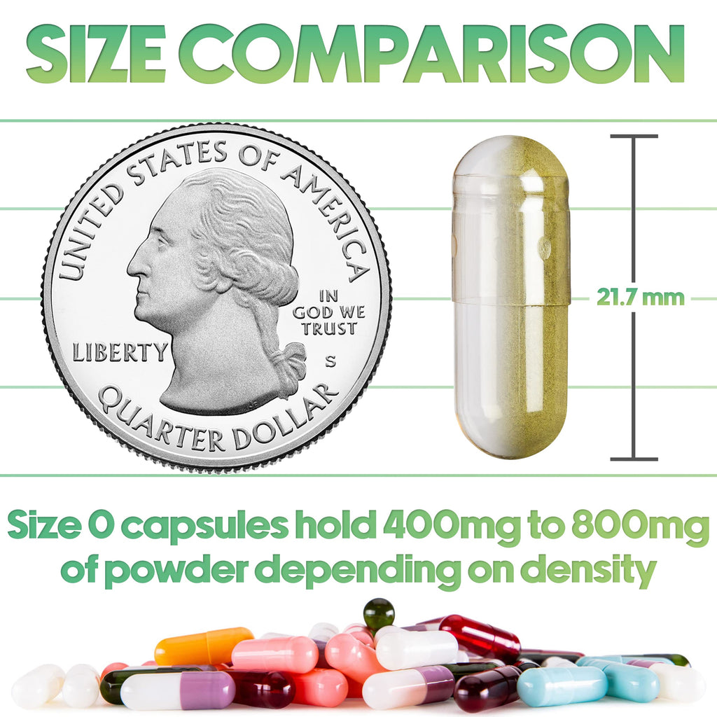 XPRS Nutra Size 0 Empty Capsules - 1000 Count Clear Empty Vegan Capsules - Vegetarian Pills - DIY Vegetable Capsule Filling - Veggie Pill Caps for Do-It-Yourself Supplements
