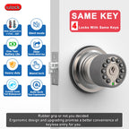 iulock Smart Door Knob with Keypad and Key,Keyless Entry Door Lock with Rubber Grip, Auto Lock,50 User Code,Waterproof, Easy to Install and Program for Bedroom(Stain Nickel Same Key 4 Pack)