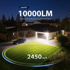 Onforu 90W 10000LM LED Motion Sensor Outdoor Lights, 4-Head Dusk to Dawn Outdoor Lighting, 2 Pack Hardwired Flood Lights, IP66 Waterproof 6500K Security Floodlight for Outside (White)