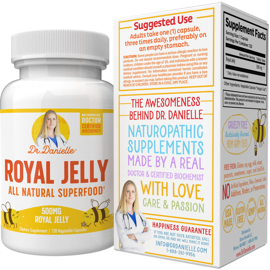 Royal Jelly by Dr. Danielle, Best Royal Jelly Supplement, 500mg 120 Capsules