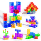 56PCS Magnetic Blocks, Transparent Magnetic Cubes, Magnet Building Blocks for Toddlers 3+, Montessori Toys, Preschool STEM Educational Sensory Magnet Toys for Kids Ages 3-5 Year Old Boys and Girls