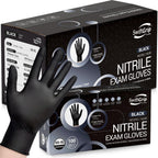 SwiftGrip Black Nitrile Exam Gloves, Disposable Latex Free for Medical, Cooking & Esthetician, Food-Safe Rubber Gloves, Powder Free, Non-Sterile, 1000ct Case (X-Small)