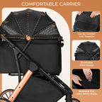 MAMIZO Foldable Dog Stroller for Medium Dogs Cats Up to 33 Lbs, Adjustable Height Handle, Pet Stroller with Aluminum and Carbon Steel Frame, Sun Shades, Storage Basket & Shock Absorbers, All-Terrain