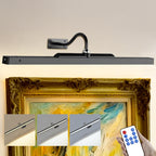 Craftersmark 24 Inch Picture Light - Black 6000mAh Battery Operated Wireless Wall Sconce with Remote & Timer for Paintings, Gallery, Mirror & Artwork