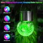 12Pack Outdoor Hanging Solar Lights, Cracked Glass Ball Lights, Multicolor