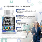 Clean Nutraceuticals Sea Moss Black Seed Oil Ashwagandha Turmeric Bladderwrack Burdock & Vitamin C Vitamin D3 with Elderberry Manuka Dandelion Yellow Dock Iodine Chlorophyll ACV