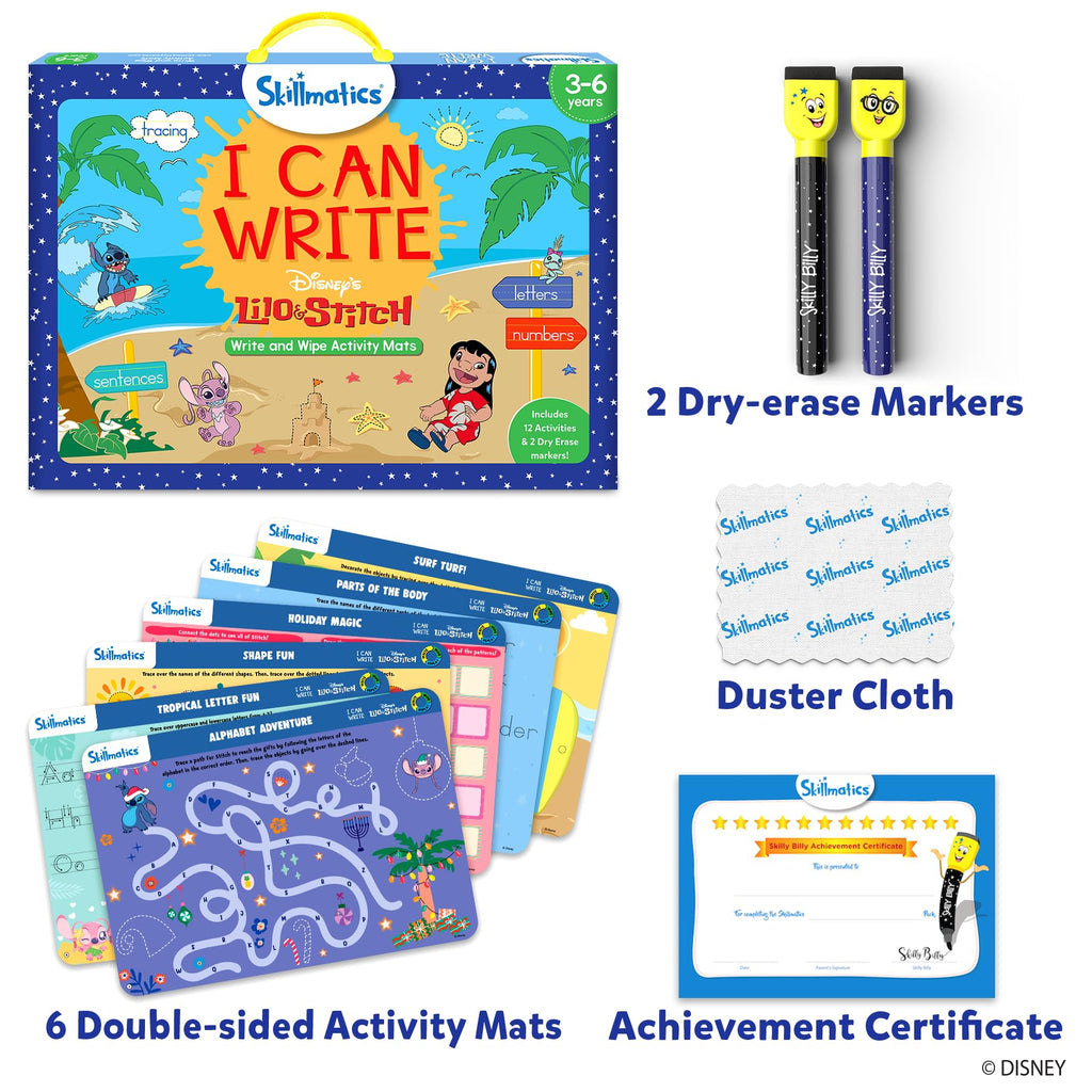 Skillmatics I Can Write Disney's Lilo & Stitch - Reusable Preschool Learning Activities, Educational Toy and Game, Back to School Supplies, Gifts for Students, Kids, Toddlers Ages 3, 4, 5, 6