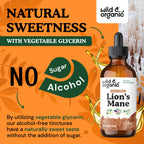 Wild & Organic Lions Mane Liquid Drops - Brain & Focus Support - 84-Day Supply - Lion's Mane Mushroom Supplement - Hericium Erinaceus Mushroom Drops - Sugar & Alcohol-Free Extract Tincture - 4 fl oz