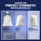 Plasticplace 8 Gallon Trash Bags: Premium White Drawstring Garbage Bag, 0.7 Mil Thickness, Durable Trash Can Liners, Garbage Bags for your Trash Can, Ring Size 22" x 22" (Pack of 100)