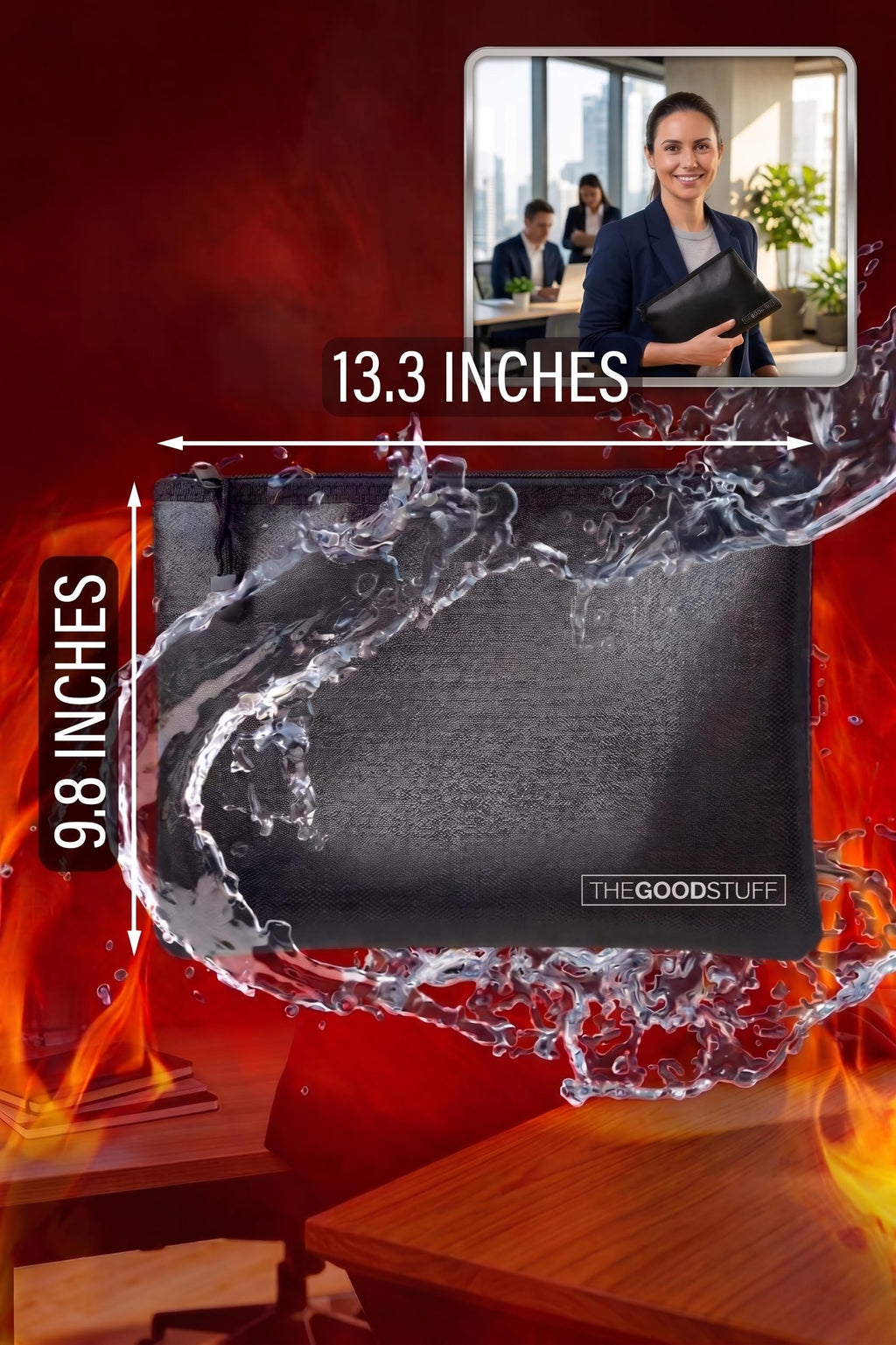 Fireproof Money Bag for Cash (10" x 13") – Waterproof Document Holder with Zipper, Protects Important Papers, Passports & Valuables from Fire & Water – Secure Storage for Home, Office & Travel