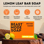 Beast Mode Soap for Men, Lemon Leaf, Single Bar – Natural Grass-Fed Tallow Bar Soap, Fresh Scent, Handcrafted, Non-Toxic