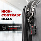 Forge TSA Approved Luggage Locks, Open Alert Cable Lock, Black, 4 Pack