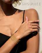 shownee Gold Beaded Bracelet for Women 14K Gold Plated Bracelets Gold Stretch Bead Ball Bracelets Hypoallergenic Stackable Bracelet Set 6.8 inch small Graduation Gift for Her Mothers Day Gifts for Mom
