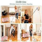 2026 Upgraded Gen 2 Spin Mop and Bucket Set with 4 Swivel Wheels for Easy Rolling, Separates Clean & Dirty Water, Floor Mop with 6 Washable Mop Heads for Wood, Tile, Vinyl, Baseboards - Pink