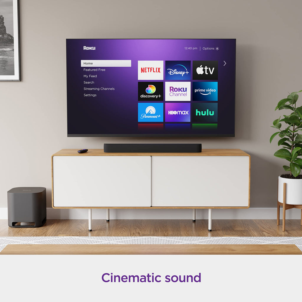 Roku Wireless Bass Pro Subwoofer for Roku Streambar Pro and Wireless Speakers (Renewed)