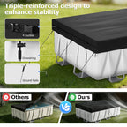 10x16 FT Rectangular Pool Cover, Solar Pool Cover for Above Ground Pool, Swimming Pool Cover Including Buckle, Drawstring and Ground Nails for Rectangular or Oval Pools