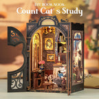 Cutefun Book Nook Kit - DIY Miniature House Kit for Bookshelf Decor, Book Nook Kits for Adults & Beginners, 3D Wooden Puzzle Dollhouse, Ideal Gift for Family and Friends (Count Cat's Study)