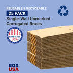 BOX USA Shipping Boxes 24"L x 4"W x 4"H 25-Pack Long Corrugated Boxes for Moving, Shipping, Mailing, Packing, Packaging and Storage