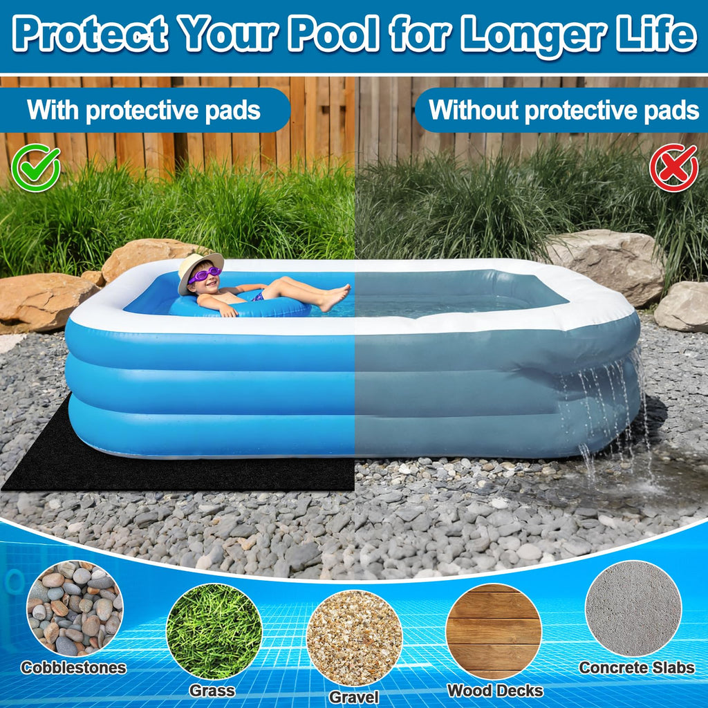 15x8Ft Rectangular Pool Liner Pad for Above Ground Swimming Pools,250g/㎡ Heavy Duty Pool Ground Mat Under Pool Pad, Durable Pools Bottom Liner Protector to Prevent Puncture and Extend Liner Life