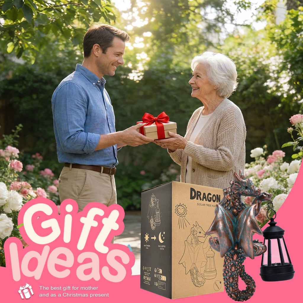 Goodeco Dragon Tree Hugger with Solar Lantern Garden Statue