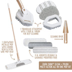 Quick Shine Ultimate Gold Clean + Polish Mop Kit | All-in-One 9 Pc Kit w/Interchangeable Attachments | No Batteries Needed | Pro Cleaning System for All Floor Types | 2-in-1 Mop