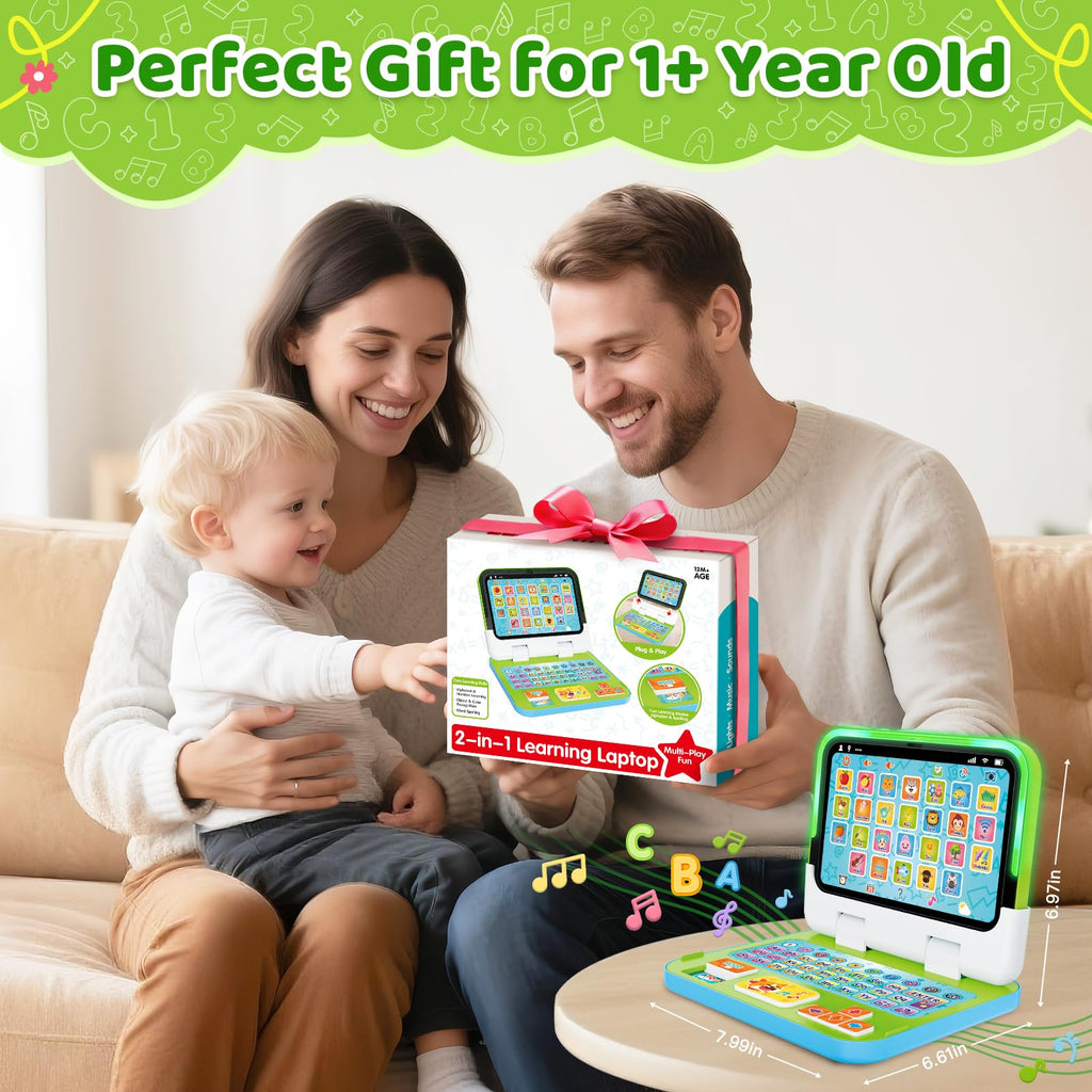Toy Laptop Tablet for Ages 1-3, 2-in-1 Toy Computer Learning Toys
