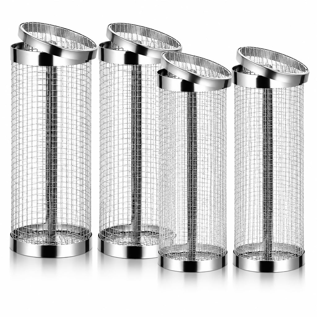 4PCS Inground Worm Composting Bin Turn Food Waste into Nutrient-Rich Soil Increase Soil Fertility Stainless Steel Composting Bin with Holes and Lid for Outdoor Garden Vegetable Patch Backyard