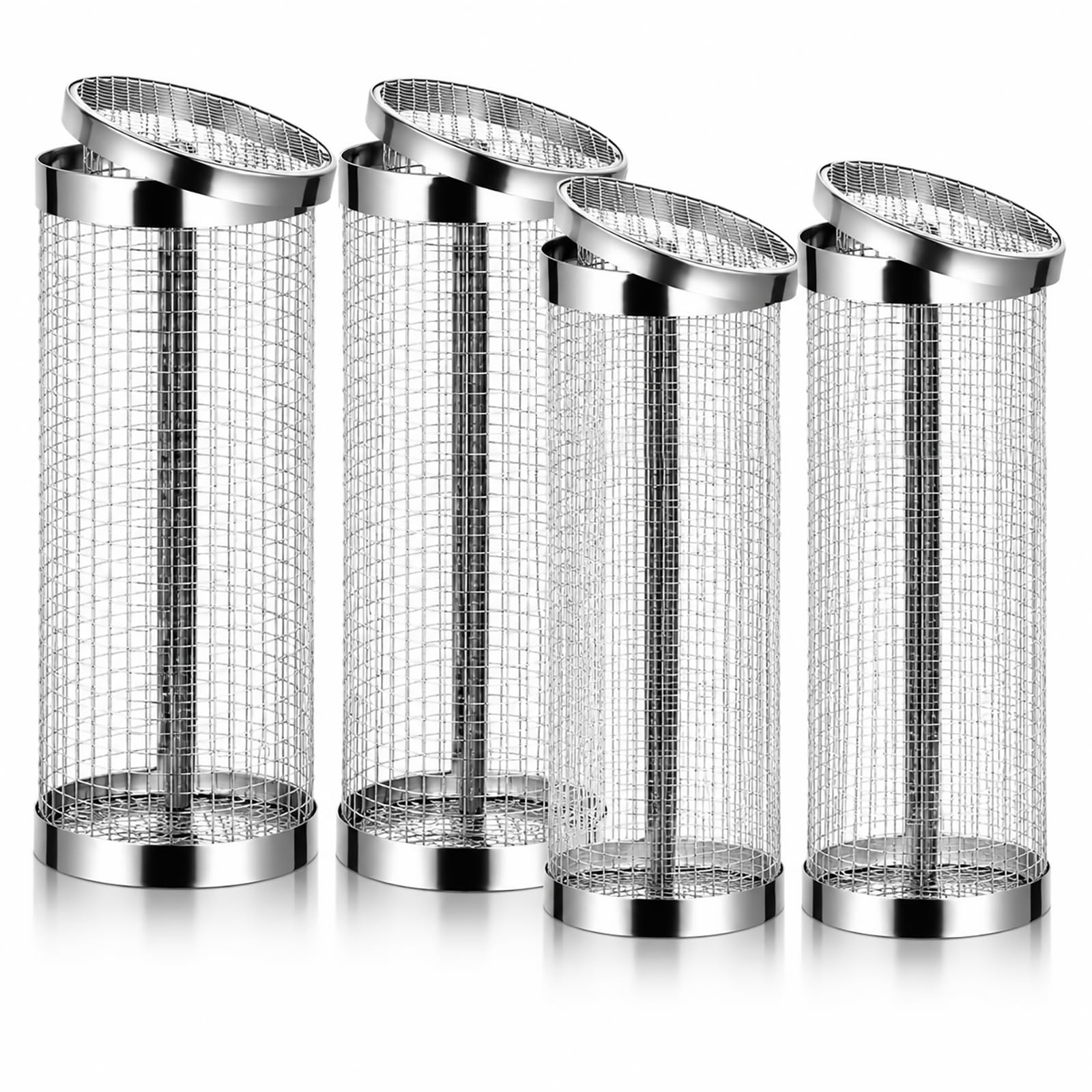 4PCS Inground Worm Composting Bin Turn Food Waste into Nutrient-Rich Soil Increase Soil Fertility Stainless Steel Composting Bin with Holes and Lid for Outdoor Garden Vegetable Patch Backyard